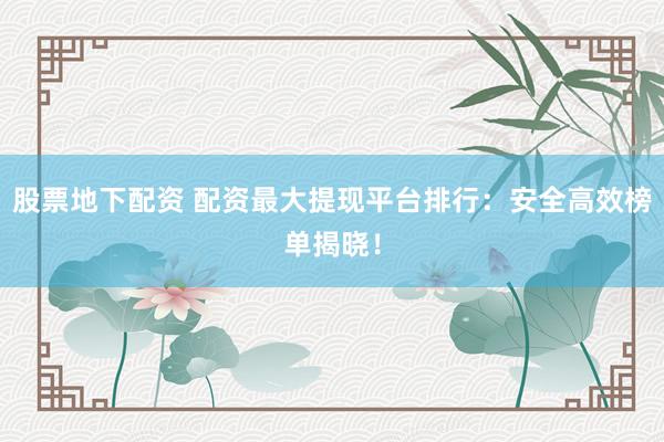 股票地下配资 配资最大提现平台排行：安全高效榜单揭晓！