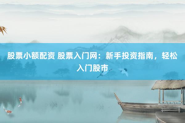 股票小额配资 股票入门网：新手投资指南，轻松入门股市